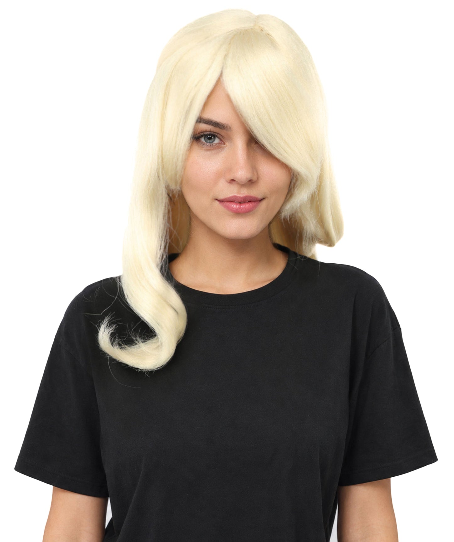 HPO Adult Women's Anime Character Wig | Multiple Color Options | Synthetic Fiber with Side Swept Bangs and Top Tuft | Halloween Party and Comic Con Events