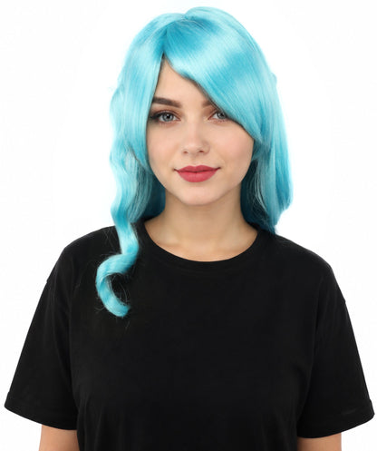 HPO Adult Women's Anime Character Wig | Multiple Color Options | Synthetic Fiber with Side Swept Bangs and Top Tuft | Halloween Party and Comic Con Events