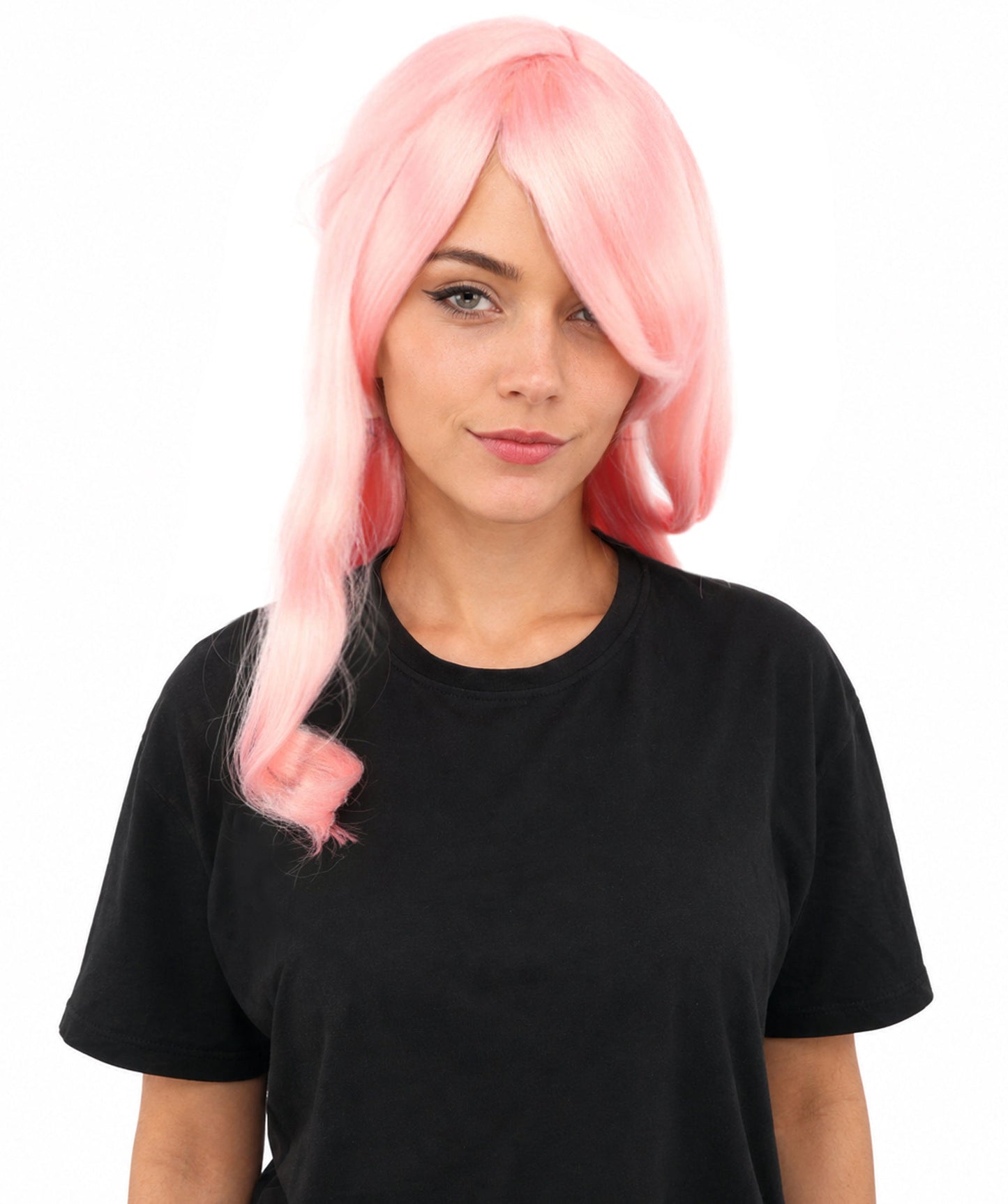 HPO Adult Women's Anime Character Wig | Multiple Color Options | Synthetic Fiber with Side Swept Bangs and Top Tuft | Halloween Party and Comic Con Events