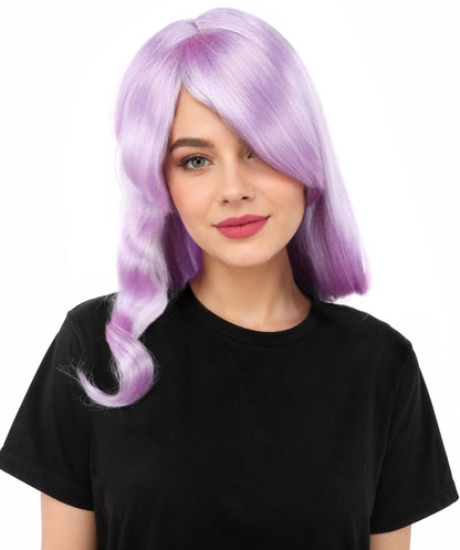 HPO Adult Women's Anime Character Wig | Multiple Color Options | Synthetic Fiber with Side Swept Bangs and Top Tuft | Halloween Party and Comic Con Events
