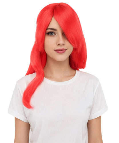 HPO Adult Women's Anime Character Wig | Multiple Color Options | Synthetic Fiber with Side Swept Bangs and Top Tuft | Halloween Party and Comic Con Events