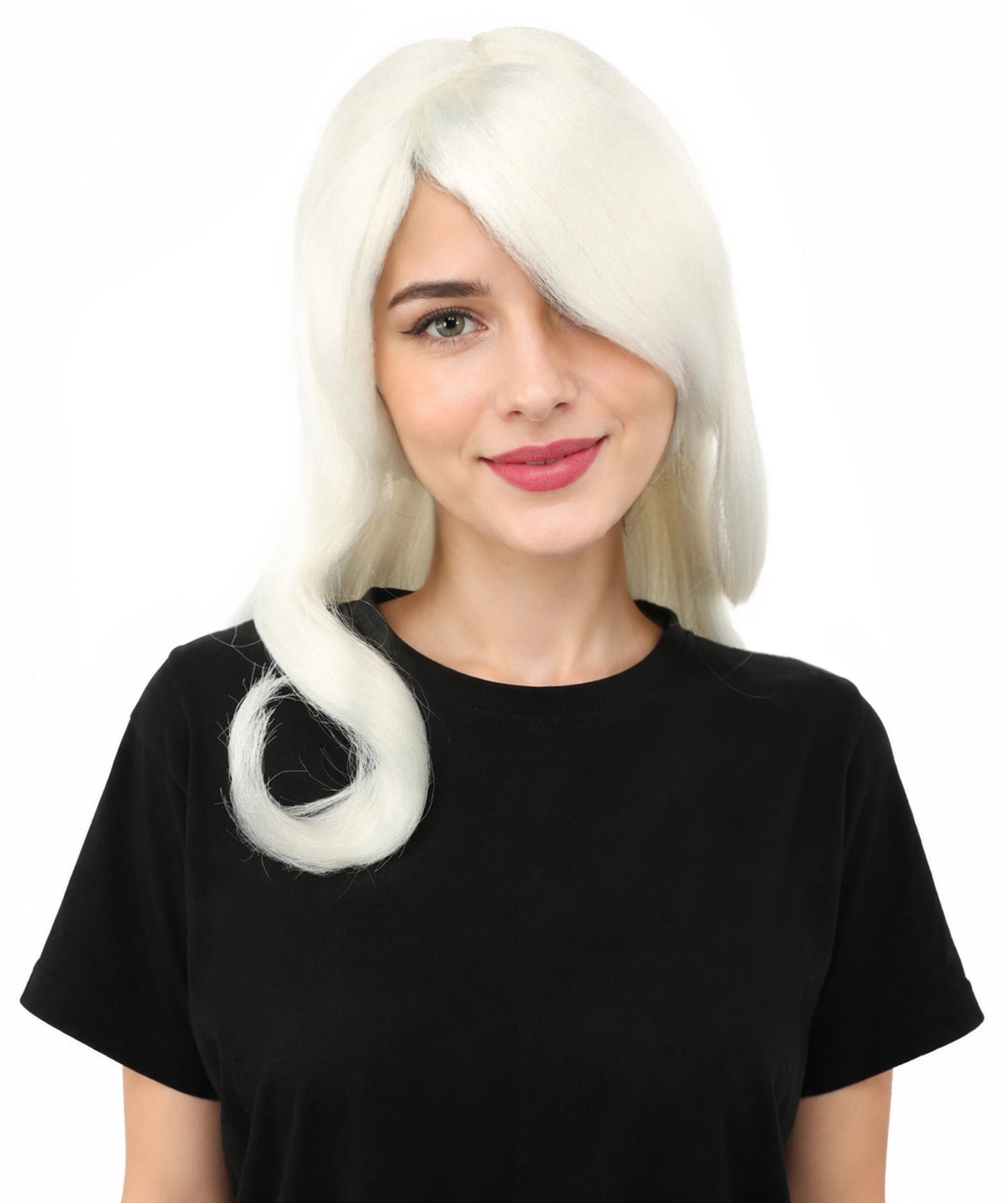 HPO Adult Women's Anime Character Wig | Multiple Color Options | Synthetic Fiber with Side Swept Bangs and Top Tuft | Halloween Party and Comic Con Events