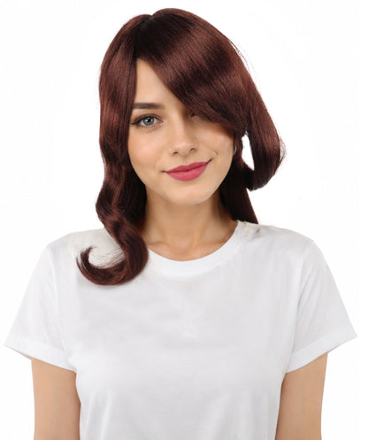 HPO Adult Women's Anime Character Wig | Multiple Color Options | Synthetic Fiber with Side Swept Bangs and Top Tuft | Halloween Party and Comic Con Events