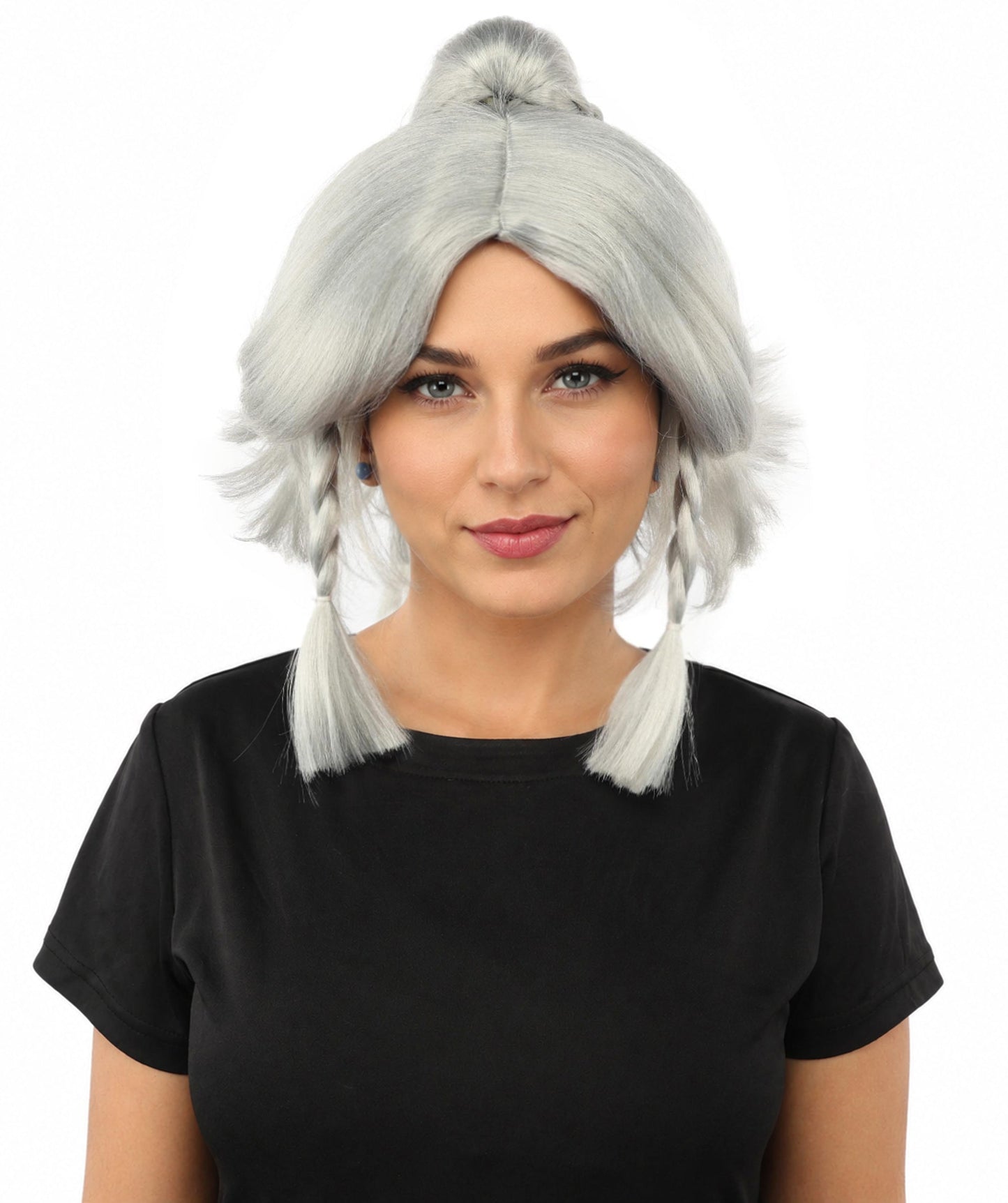 HPO Adult Women's Alien Nature Spirit Hair | Multiple Color Options | Soft Textured Bob with Beaded Braids, Heat Resistant Synthetic Fiber & Breathable Mesh | Halloween, Fantasy Roleplay, Themed Party, Theater & Carnival