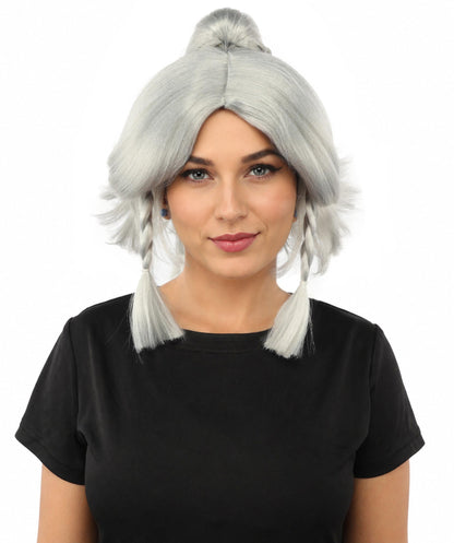 HPO Adult Women's Alien Nature Spirit Hair | Multiple Color Options | Soft Textured Bob with Beaded Braids, Heat Resistant Synthetic Fiber & Breathable Mesh | Halloween, Fantasy Roleplay, Themed Party, Theater & Carnival