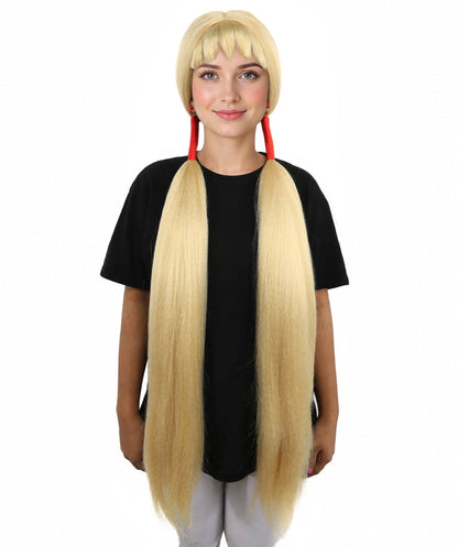 Women's Extra Long Pigtail Wig | Multicolor Options | Floor Length Straight Twin Tails with Bangs, Heat Friendly Synthetic Fiber & Adjustable Cap | Halloween, Fairy Roleplay, Magical Girl Theme, Theater & Carnival