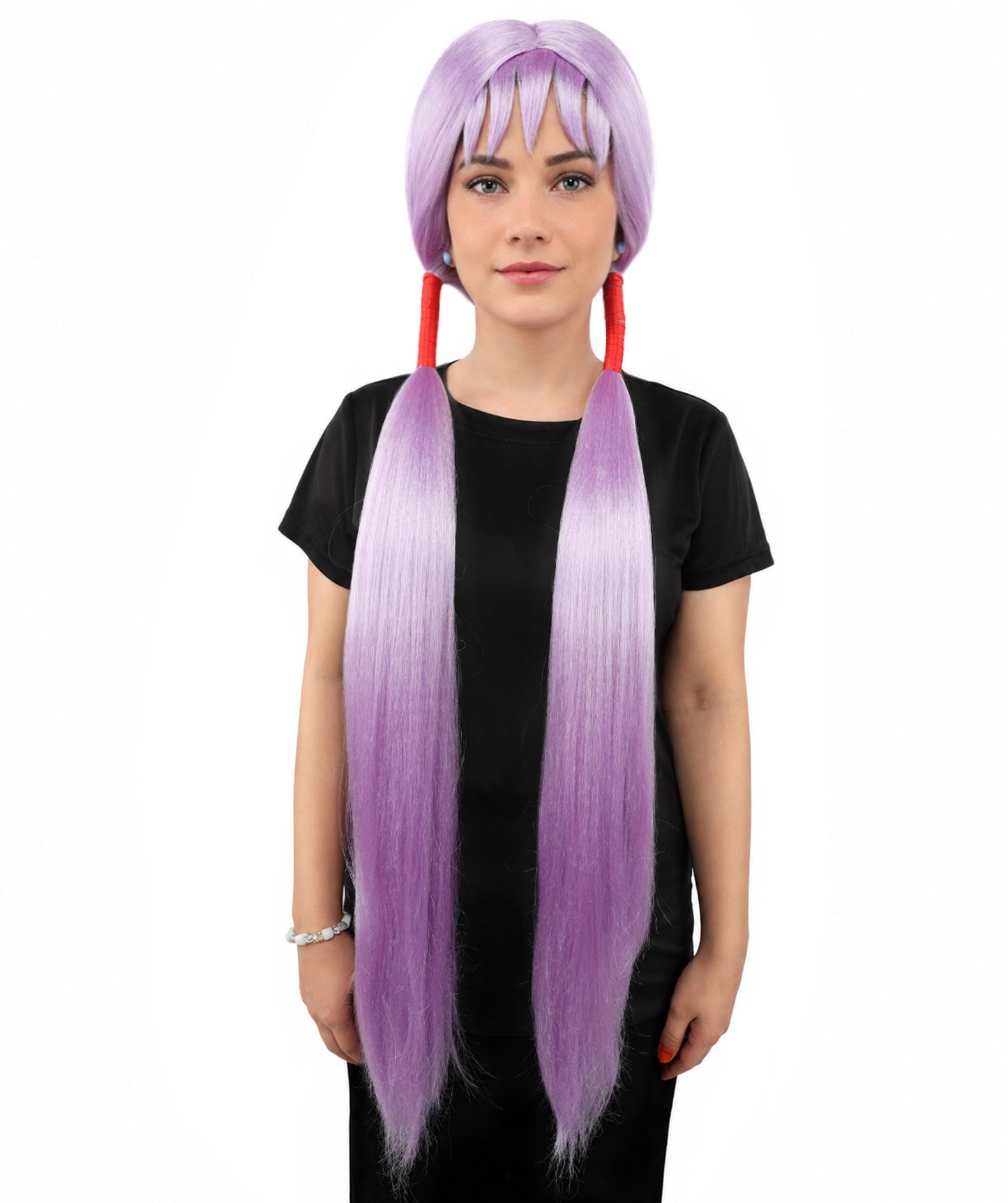 HPO Women's Extra Long Pigtail Wig | Multicolor Options | Floor Length Straight Twin Tails with Bangs, Heat Friendly Synthetic Fiber & Adjustable Cap | Halloween, Fairy Roleplay, Magical Girl Theme, Theater & Carnival