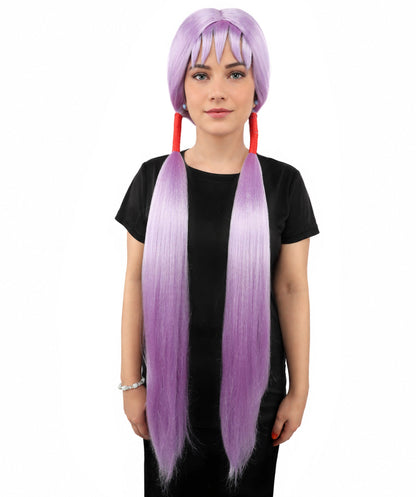 HPO Women's Extra Long Pigtail Wig | Multicolor Options | Floor Length Straight Twin Tails with Bangs, Heat Friendly Synthetic Fiber & Adjustable Cap | Halloween, Fairy Roleplay, Magical Girl Theme, Theater & Carnival