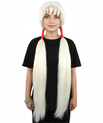 Women's Extra Long Pigtail Wig | Multicolor Options | Floor Length Straight Twin Tails with Bangs, Heat Friendly Synthetic Fiber & Adjustable Cap | Halloween, Fairy Roleplay, Magical Girl Theme, Theater & Carnival