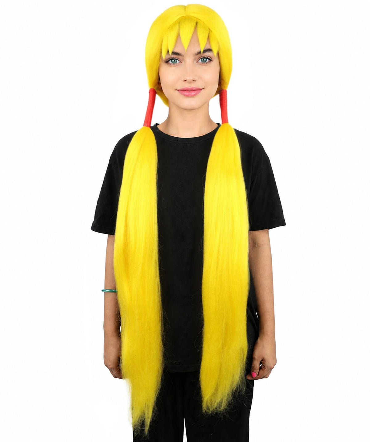 Women's Extra Long Pigtail Wig | Multicolor Options | Floor Length Straight Twin Tails with Bangs, Heat Friendly Synthetic Fiber & Adjustable Cap | Halloween, Fairy Roleplay, Magical Girl Theme, Theater & Carnival