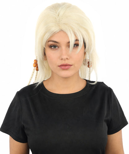HPO Adult Women's Long Tribal Braided Wig | Multiple Color Options | Dark Shaggy Bob with Beaded Strands, Synthetic Fiber & Breathable Cap | Halloween, Sci-Fi Roleplay, Fantasy Costume