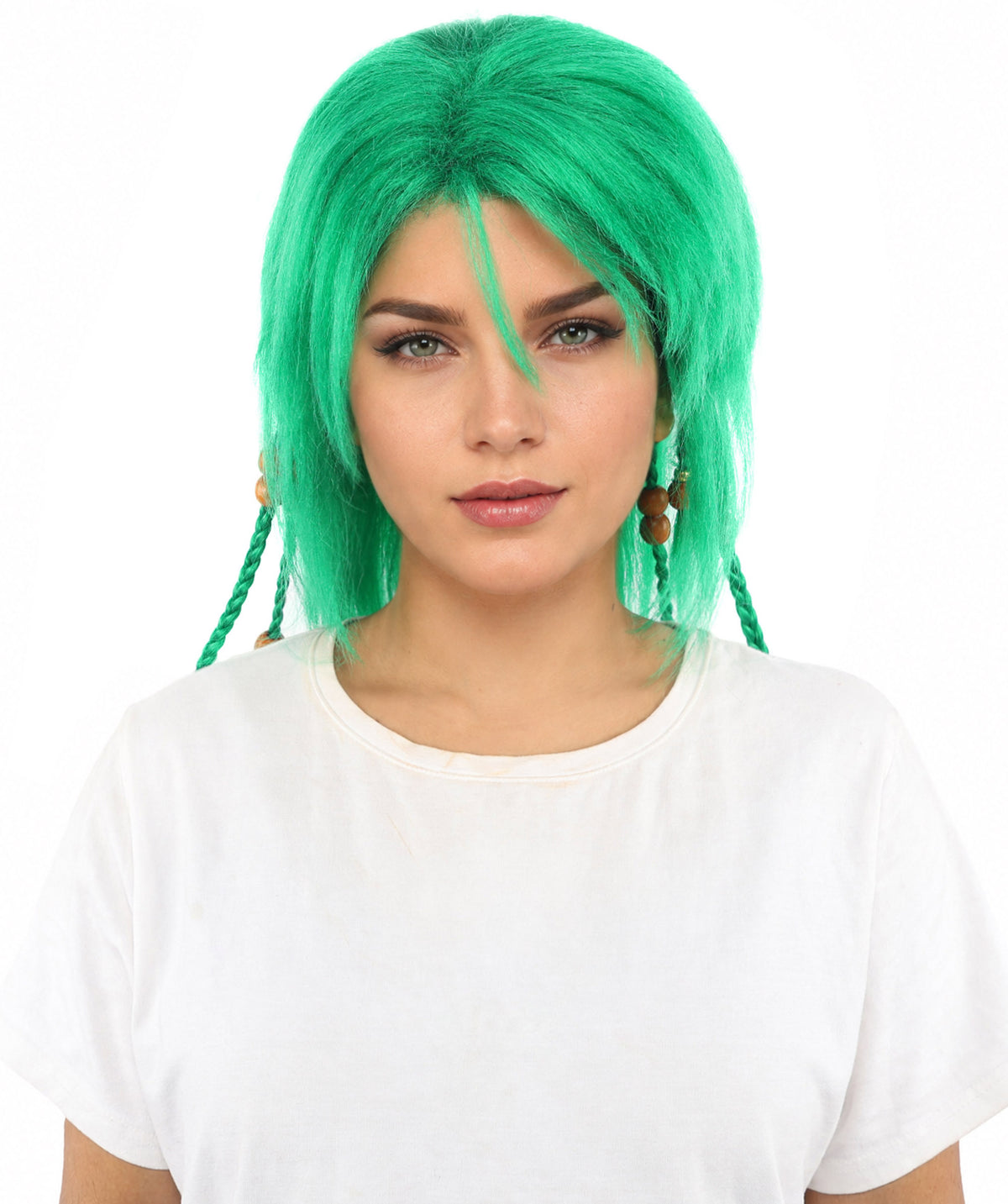 HPO Adult Women's Long Tribal Braided Wig | Multiple Color Options | Dark Shaggy Bob with Beaded Strands, Synthetic Fiber & Breathable Cap | Halloween, Sci-Fi Roleplay, Fantasy Costume