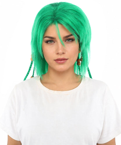HPO Adult Women's Long Tribal Braided Wig | Multiple Color Options | Dark Shaggy Bob with Beaded Strands, Synthetic Fiber & Breathable Cap | Halloween, Sci-Fi Roleplay, Fantasy Costume