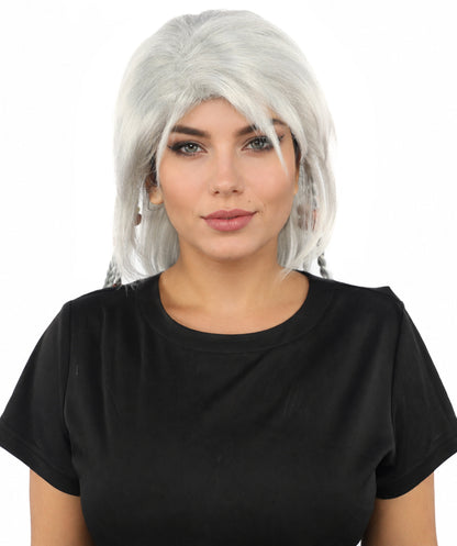 HPO Adult Women's Long Tribal Braided Wig | Multiple Color Options | Dark Shaggy Bob with Beaded Strands, Synthetic Fiber & Breathable Cap | Halloween, Sci-Fi Roleplay, Fantasy Costume