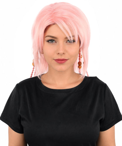 HPO Adult Women's Long Tribal Braided Wig | Multiple Color Options | Dark Shaggy Bob with Beaded Strands, Synthetic Fiber & Breathable Cap | Halloween, Sci-Fi Roleplay, Fantasy Costume