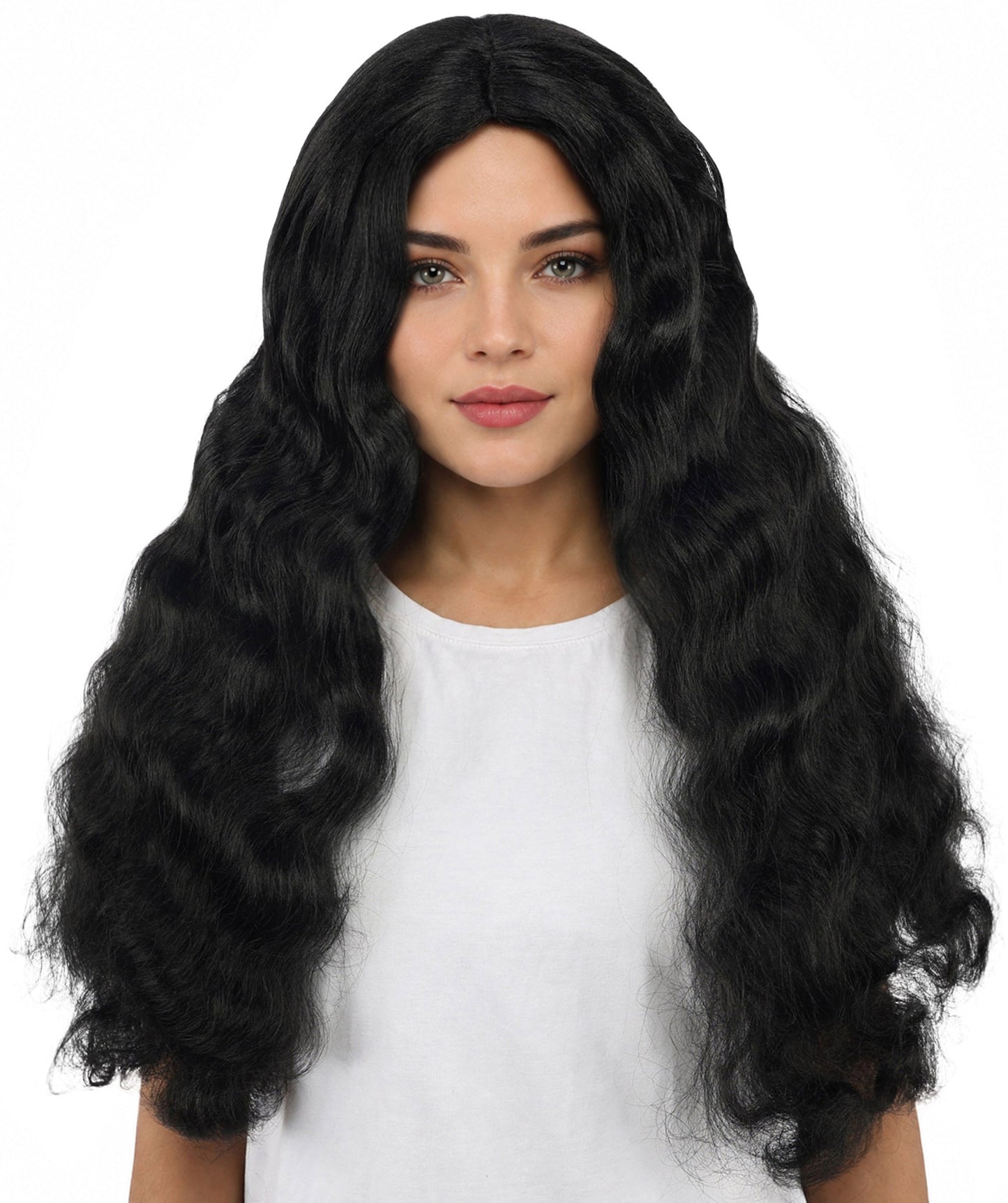 HPO Adult Women's Long Wavy Wig | Multiple Color Options | Center Parted Ginger Curls with Voluminous Ends, Heat Resistant Synthetic Fiber & Breathable Cap | Halloween, Teen Roleplay, Theater, Themed Party & Costume Events