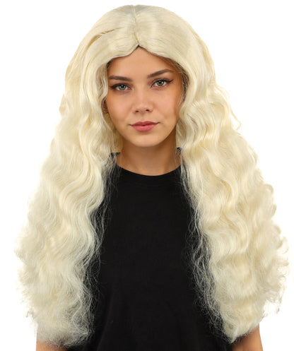 HPO Adult Women's Long Wavy Wig | Multiple Color Options | Center Parted Ginger Curls with Voluminous Ends, Heat Resistant Synthetic Fiber & Breathable Cap | Halloween, Teen Roleplay, Theater, Themed Party & Costume Events