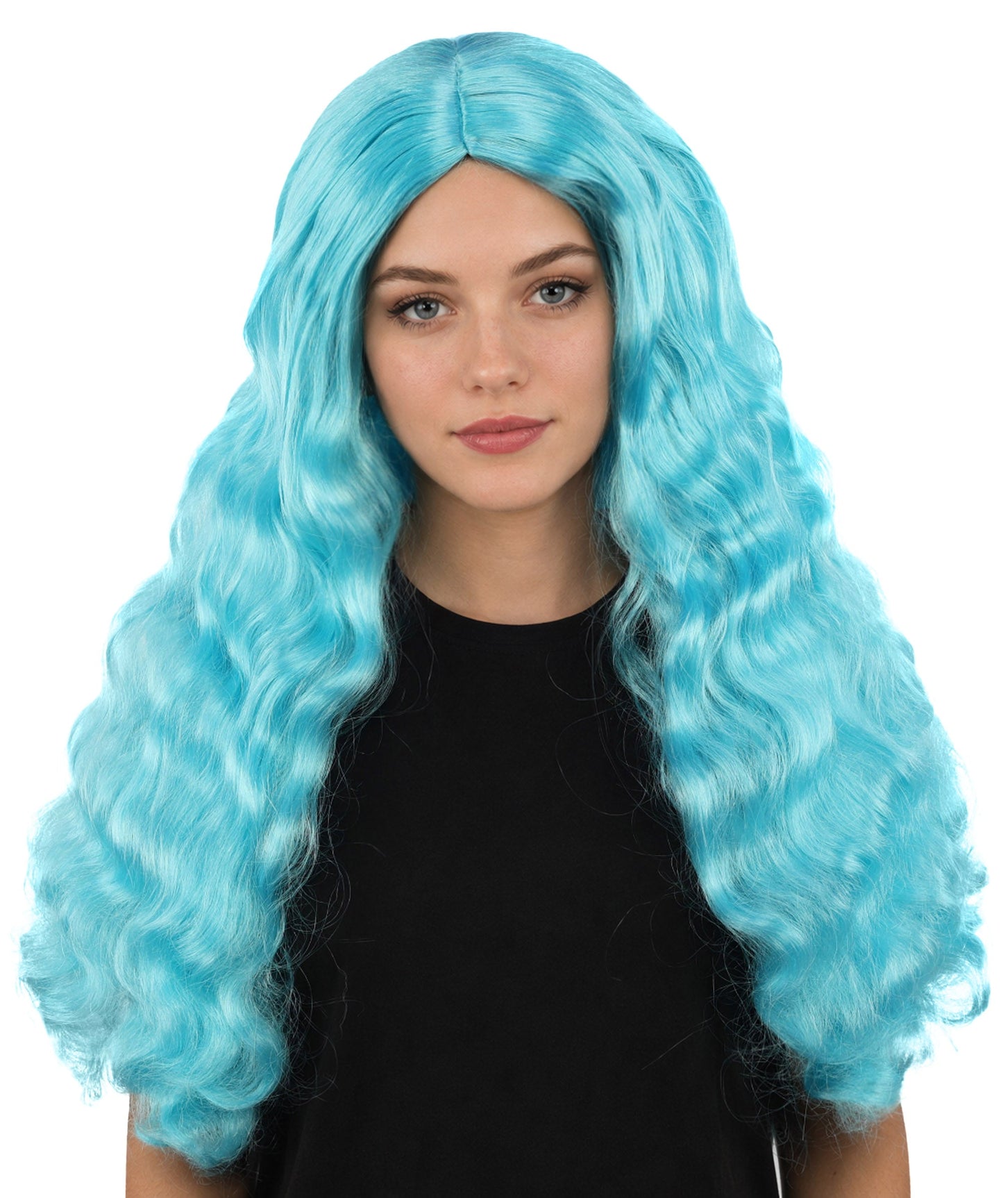 HPO Adult Women's Long Wavy Wig | Multiple Color Options | Center Parted Ginger Curls with Voluminous Ends, Heat Resistant Synthetic Fiber & Breathable Cap | Halloween, Teen Roleplay, Theater, Themed Party & Costume Events