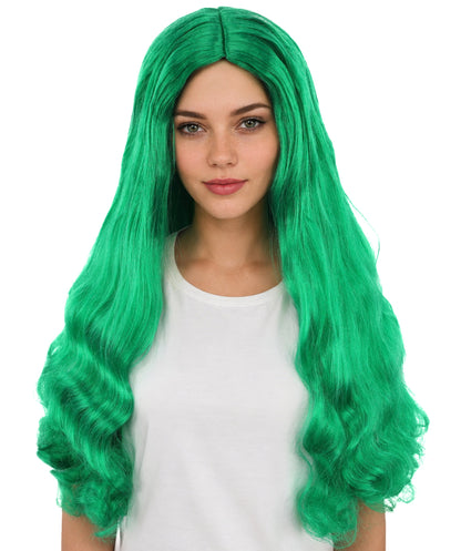 HPO Adult Women's Long Wavy Wig | Multiple Color Options | Center Parted Ginger Curls with Voluminous Ends, Heat Resistant Synthetic Fiber & Breathable Cap | Halloween, Teen Roleplay, Theater, Themed Party & Costume Events