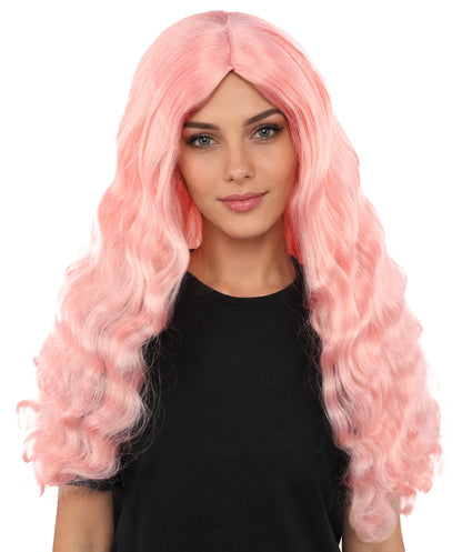 HPO Adult Women's Long Wavy Wig | Multiple Color Options | Center Parted Ginger Curls with Voluminous Ends, Heat Resistant Synthetic Fiber & Breathable Cap | Halloween, Teen Roleplay, Theater, Themed Party & Costume Events