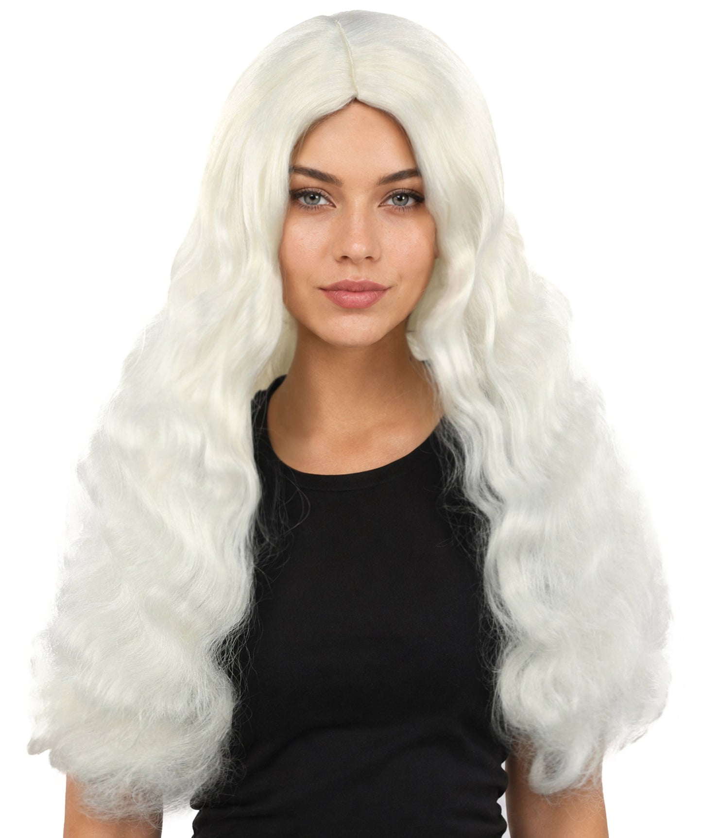 HPO Adult Women's Long Wavy Wig | Multiple Color Options | Center Parted Ginger Curls with Voluminous Ends, Heat Resistant Synthetic Fiber & Breathable Cap | Halloween, Teen Roleplay, Theater, Themed Party & Costume Events