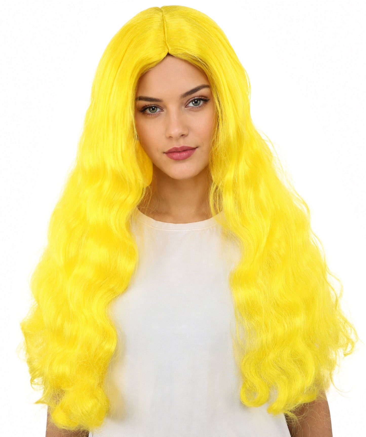HPO Adult Women's Long Wavy Wig | Multiple Color Options | Center Parted Ginger Curls with Voluminous Ends, Heat Resistant Synthetic Fiber & Breathable Cap | Halloween, Teen Roleplay, Theater, Themed Party & Costume Events