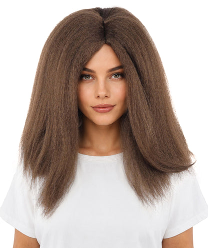 HPO Adult Women's Long Rounded Cartoon Hair Wig | Multiple Color Options | Bubble Bob, Deep Side Part, Heat Friendly Synthetic Strands & Breathable Net | Fancy Dress, Stage Show, Animated Character Events, Halloween & Festival