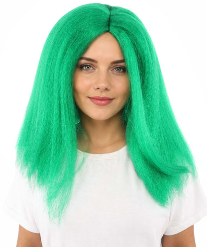 HPO Adult Women's Long Rounded Cartoon Hair Wig | Multiple Color Options | Bubble Bob, Deep Side Part, Heat Friendly Synthetic Strands & Breathable Net | Fancy Dress, Stage Show, Animated Character Events, Halloween & Festival