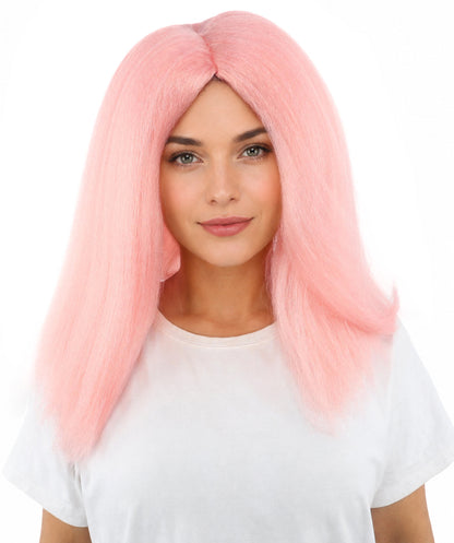 HPO Adult Women's Long Rounded Cartoon Hair Wig | Multiple Color Options | Bubble Bob, Deep Side Part, Heat Friendly Synthetic Strands & Breathable Net | Fancy Dress, Stage Show, Animated Character Events, Halloween & Festival