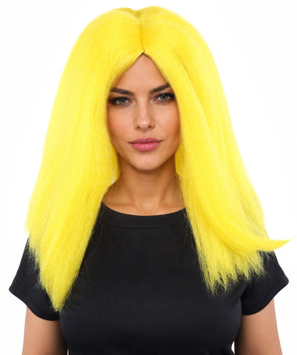 HPO Adult Women's Long Rounded Cartoon Hair Wig | Multiple Color Options | Bubble Bob, Deep Side Part, Heat Friendly Synthetic Strands & Breathable Net | Fancy Dress, Stage Show, Animated Character Events, Halloween & Festival
