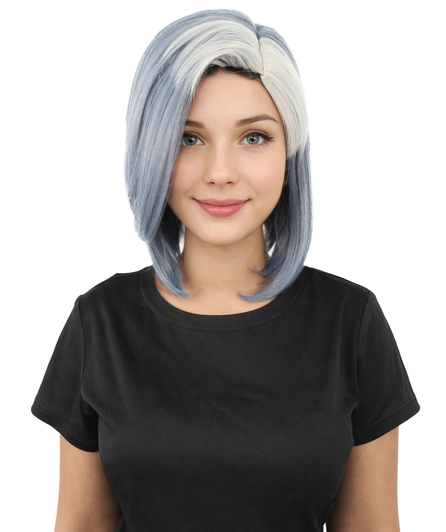 HPO Women's Voluminous Bob Multicolor Wig | Striking dual-tone hue, create of synthetic fiber, smooth full texture, breathable base | Party, Halloween, theater, drag, performance, costume events