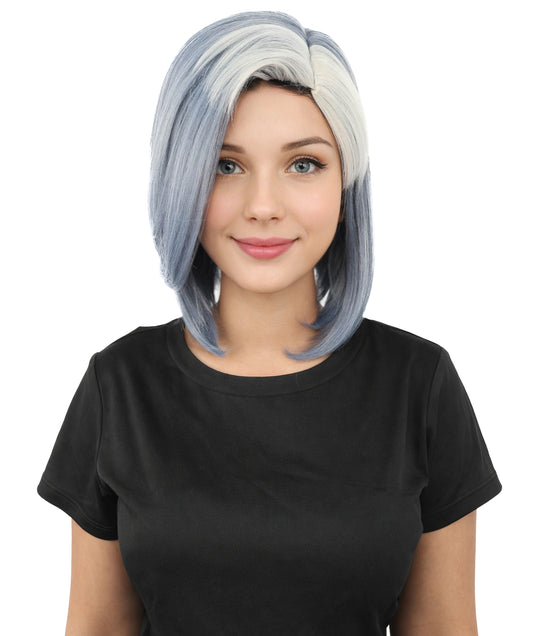 HPO Women's Voluminous Bob Multicolor Wig | Striking dual-tone hue, create of synthetic fiber, smooth full texture, breathable base | Party, Halloween, theater, drag, performance, costume events