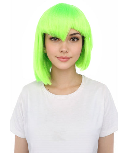 HPO Adult Women's Asymmetrical Bangs Bob Wig | Multiple Color Options | Create of synthetic fiber, sleek straight volume, breathable capless base | Party, Halloween, theater, drag, performance, costume events
