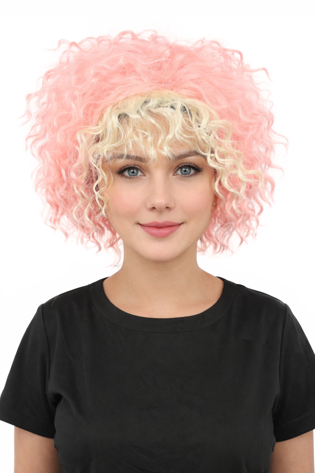 HPO Women's Messy Teased Spiky Multicolor Wig | Curly Two-tone vibrant hue, create of synthetic fiber, extreme textured volume, breathable capless base | Party, Halloween, theater, drag, performance, costume events