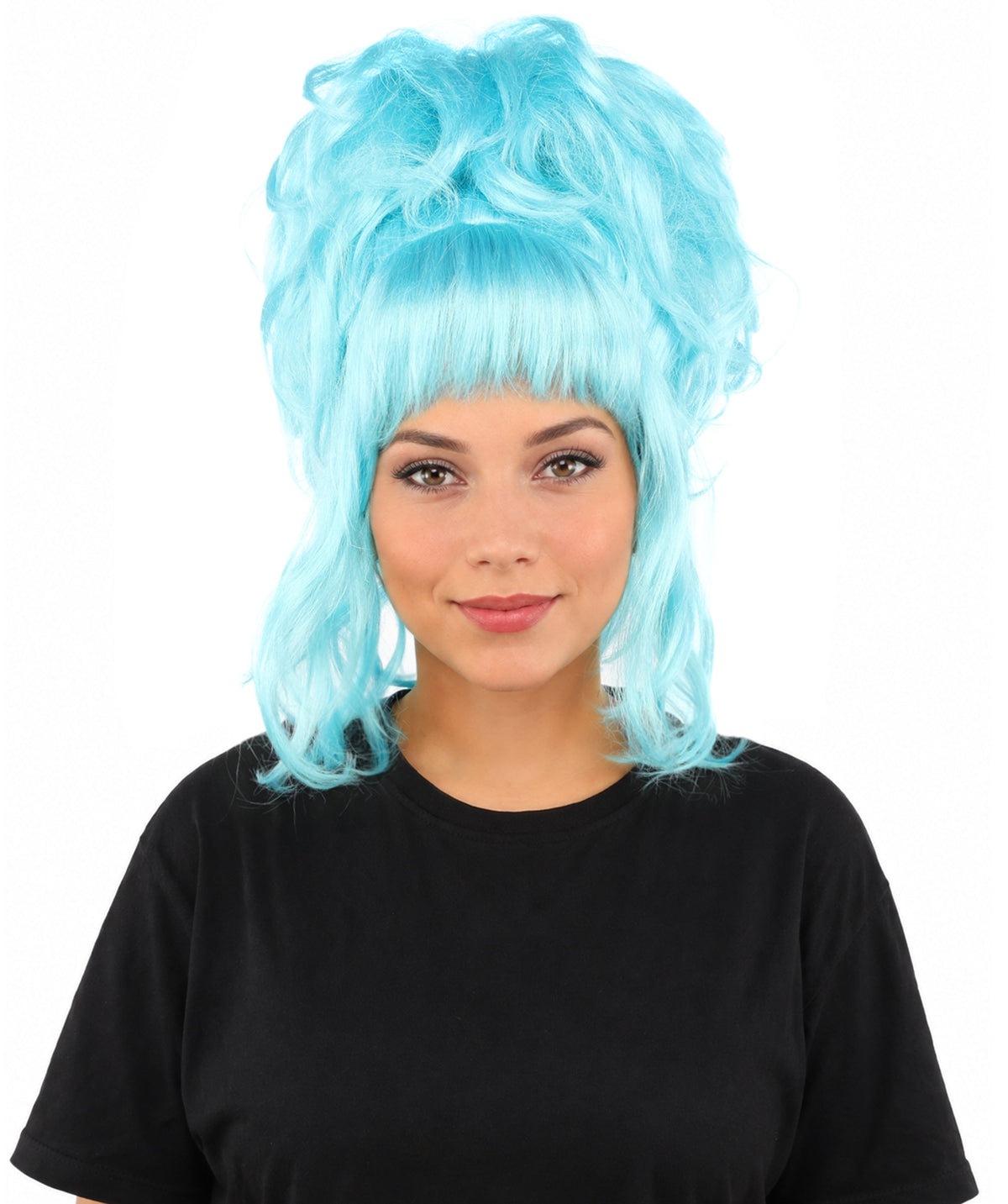HPO Adult Women's Elegant Updo Tendril Wig | Multiple Color Options | Pastel peach hue, create of synthetic fiber, high teased volume with face-framing strands, breathable capless cap | Party, Halloween, theater, drag, performance, costume events
