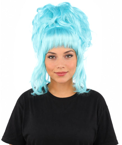 HPO Adult Women's Elegant Updo Tendril Wig | Multiple Color Options | Pastel peach hue, create of synthetic fiber, high teased volume with face-framing strands, breathable capless cap | Party, Halloween, theater, drag, performance, costume events