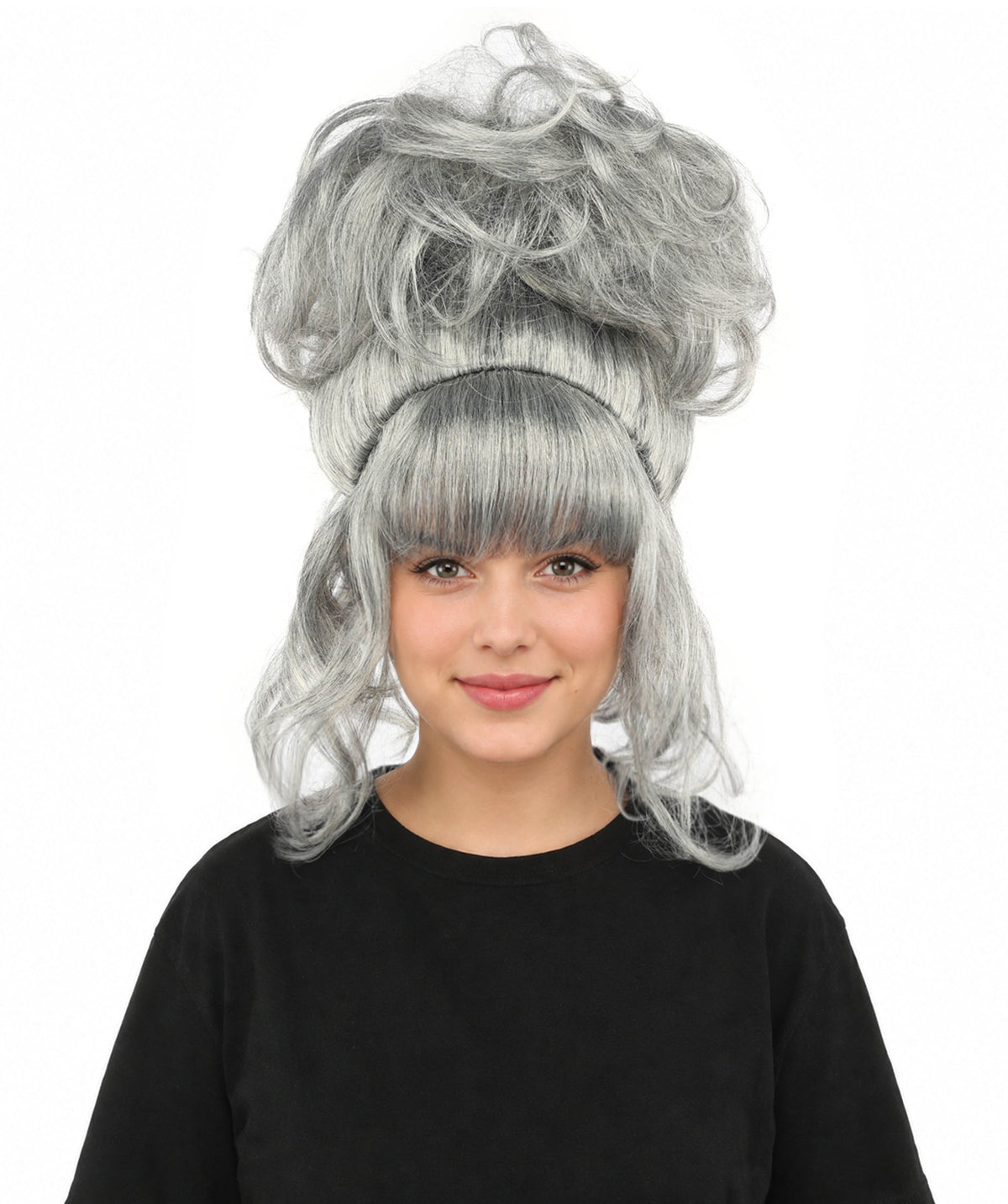 HPO Adult Women's Elegant Updo Tendril Wig | Multiple Color Options | Pastel peach hue, create of synthetic fiber, high teased volume with face-framing strands, breathable capless cap | Party, Halloween, theater, drag, performance, costume events