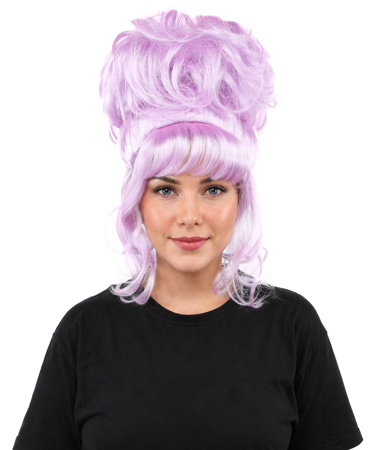 HPO Adult Women's Elegant Updo Tendril Wig | Multiple Color Options | Pastel peach hue, create of synthetic fiber, high teased volume with face-framing strands, breathable capless cap | Party, Halloween, theater, drag, performance, costume events