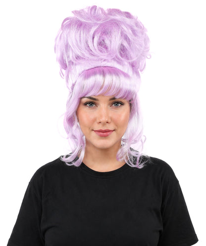 HPO Adult Women's Elegant Updo Tendril Wig | Multiple Color Options | Pastel peach hue, create of synthetic fiber, high teased volume with face-framing strands, breathable capless cap | Party, Halloween, theater, drag, performance, costume events