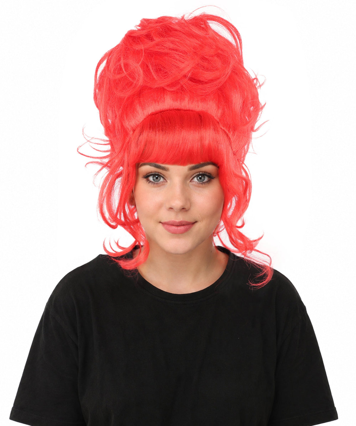 HPO Adult Women's Elegant Updo Tendril Wig | Multiple Color Options | Pastel peach hue, create of synthetic fiber, high teased volume with face-framing strands, breathable capless cap | Party, Halloween, theater, drag, performance, costume events