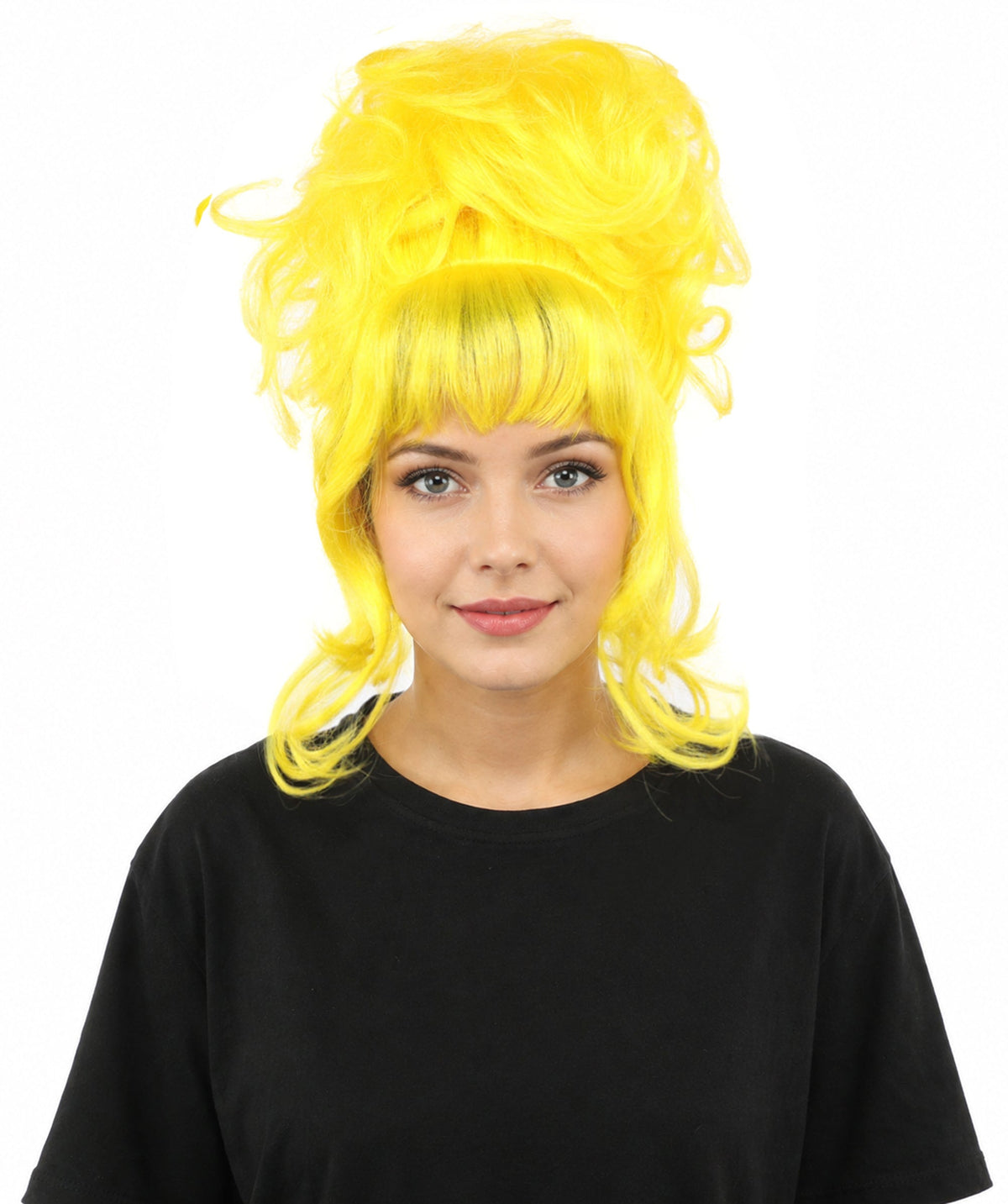 HPO Adult Women's Elegant Updo Tendril Wig | Multiple Color Options | Pastel peach hue, create of synthetic fiber, high teased volume with face-framing strands, breathable capless cap | Party, Halloween, theater, drag, performance, costume events