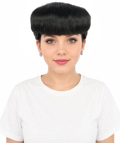 HPO Adult Women's Retro Pin-Up Wig | Multicolor Options, create of synthetic fiber, vintage curled bumper bangs with rolled back, breathable base | Party, Halloween, theater, drag, performance, costume events