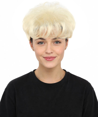 HPO Adult Women's Retro Pin-Up Wig | Multicolor Options, create of synthetic fiber, vintage curled bumper bangs with rolled back, breathable base | Party, Halloween, theater, drag, performance, costume events