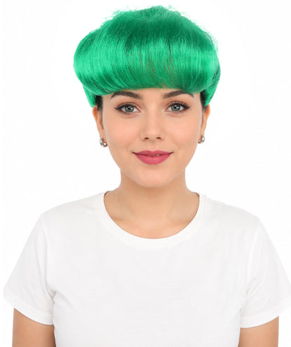 HPO Adult Women's Retro Pin-Up Wig | Multicolor Options, create of synthetic fiber, vintage curled bumper bangs with rolled back, breathable base | Party, Halloween, theater, drag, performance, costume events