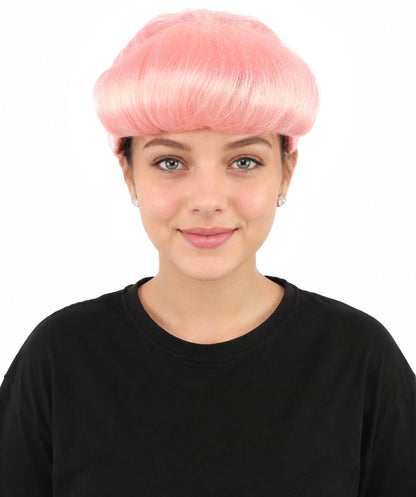 HPO Adult Women's Retro Pin-Up Wig | Multicolor Options, create of synthetic fiber, vintage curled bumper bangs with rolled back, breathable base | Party, Halloween, theater, drag, performance, costume events