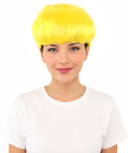 HPO Adult Women's Retro Pin-Up Wig | Multicolor Options, create of synthetic fiber, vintage curled bumper bangs with rolled back, breathable base | Party, Halloween, theater, drag, performance, costume events