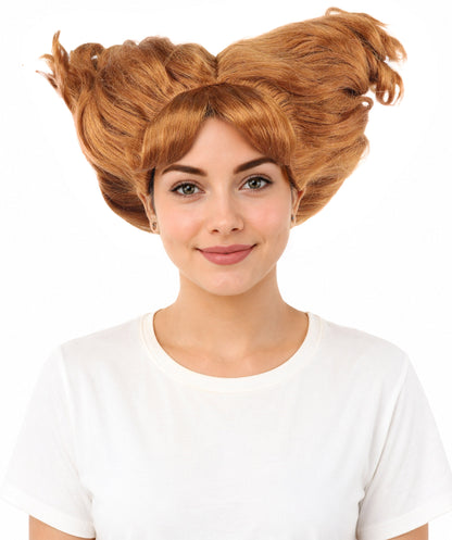 HPO Women's Theatrical Structured Fantasy wig | Warm Brown, created of flame-retardant synthetic fiber, extreme wide side volume, capless base | Theater, stage performance, drag events