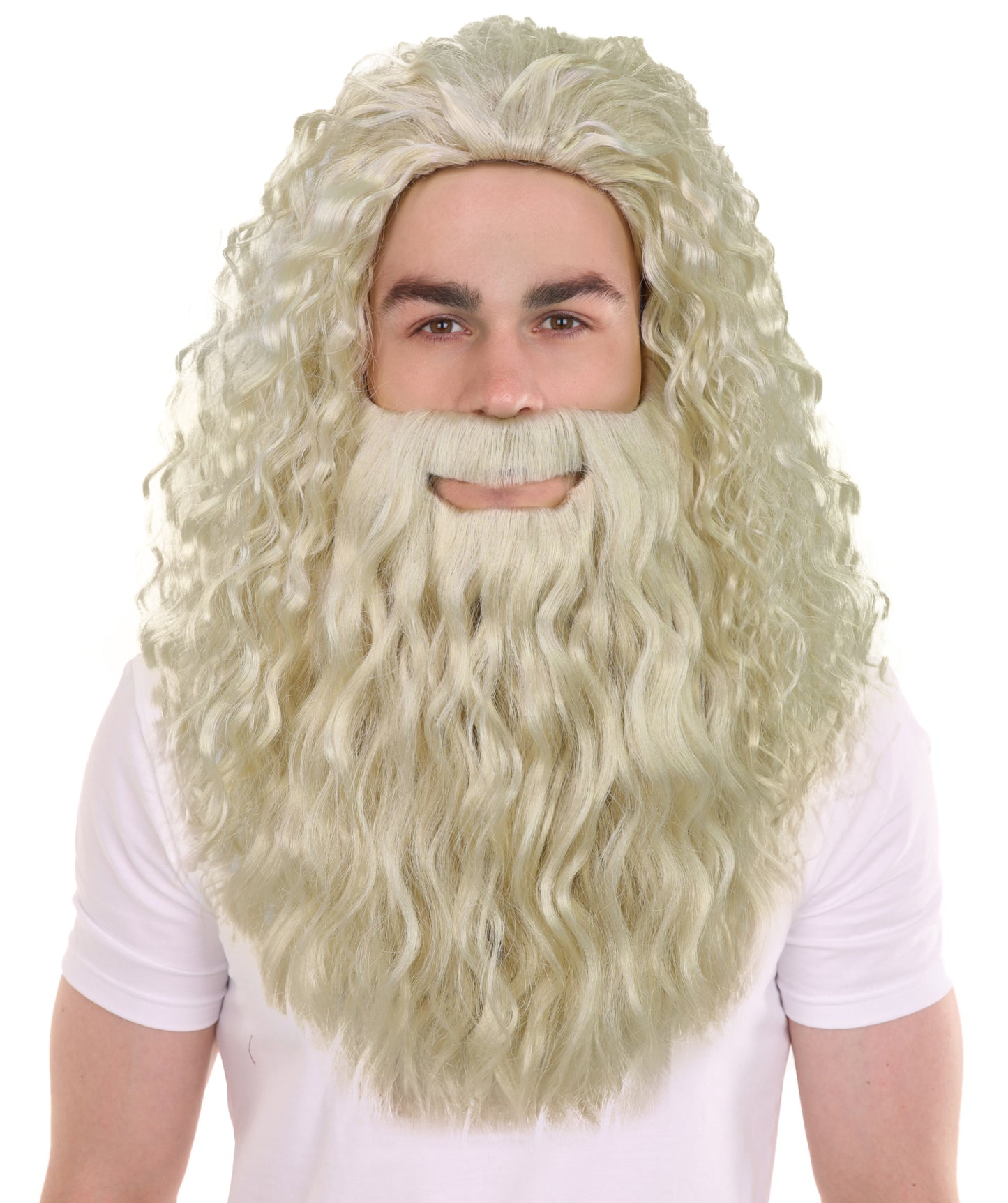 Santa Claus Grey Wig and Beard Set | White Christmas | Premium Breathable Capless Cap