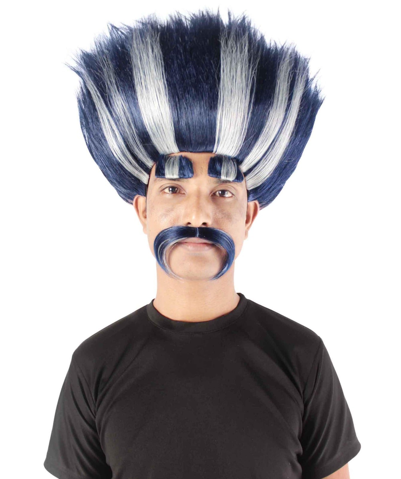 Troll King Wig | Striped Square Wig | Premium Halloween Wig | Multiple Color Collection