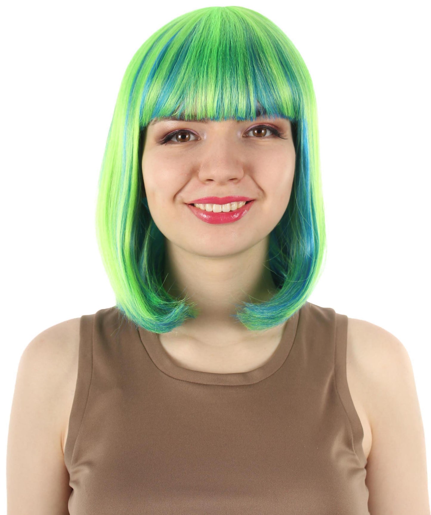 HPO Women's Shoulder Length Bob Wig Collection | Straight Halloween Wig Multiple Color Option | Premium Breathable Capless Cap
